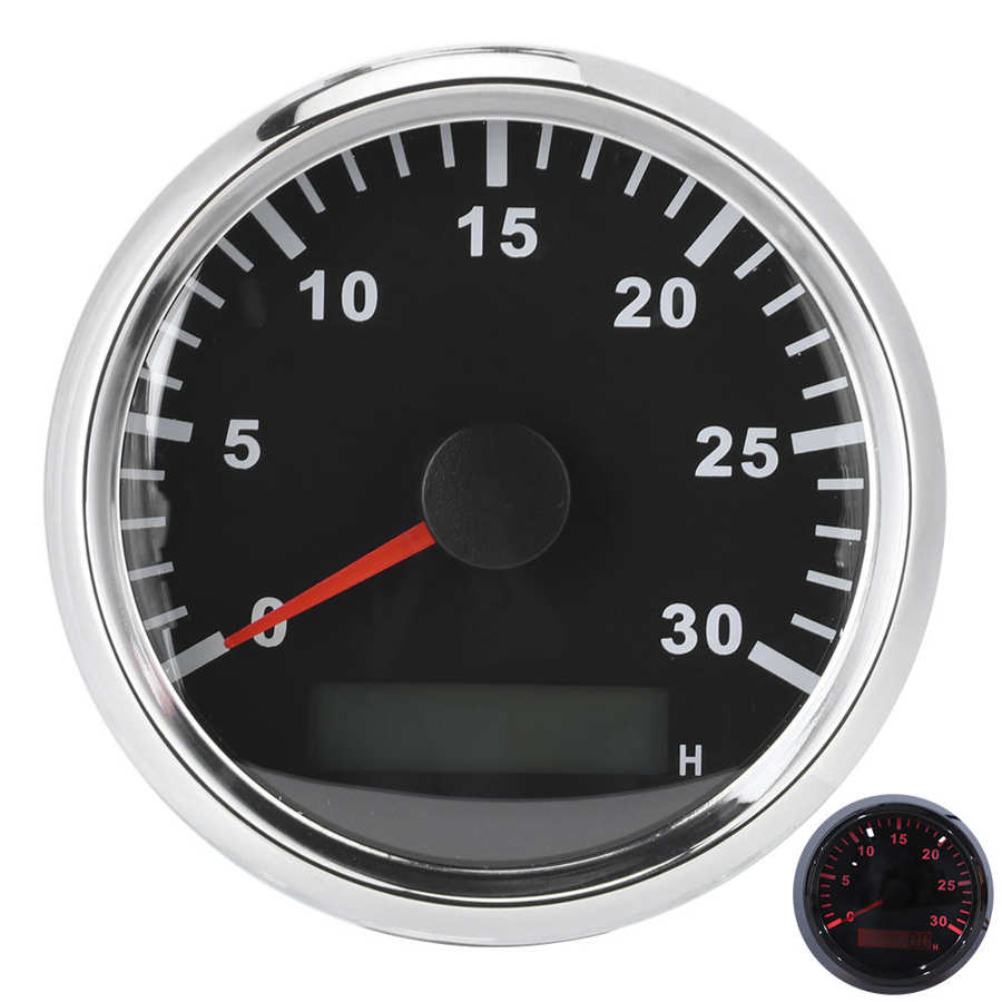 85Mm/3.3in Boot Toerenteller Sensor IP67 Tacho Gauge 12V / 24V Rood Licht Met Lcd Display service Urenteller 3000 Rpm