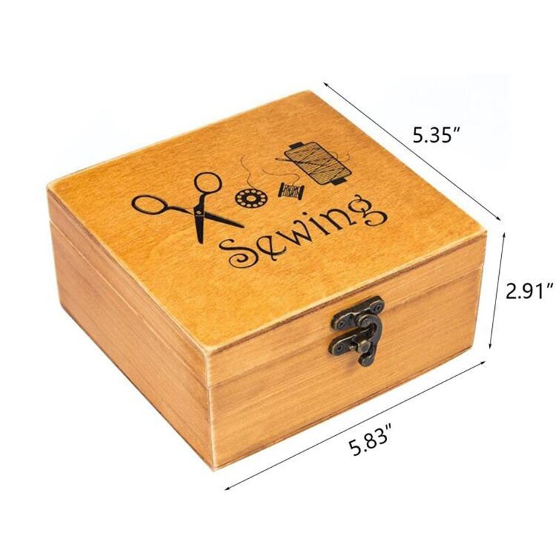 Caja de madera para costura, Artículos y accesorios para costura, caja de trabajo para reparación, suministros de costura, caja de almacenamiento, almacenamiento de herramientas de costura: Default Title