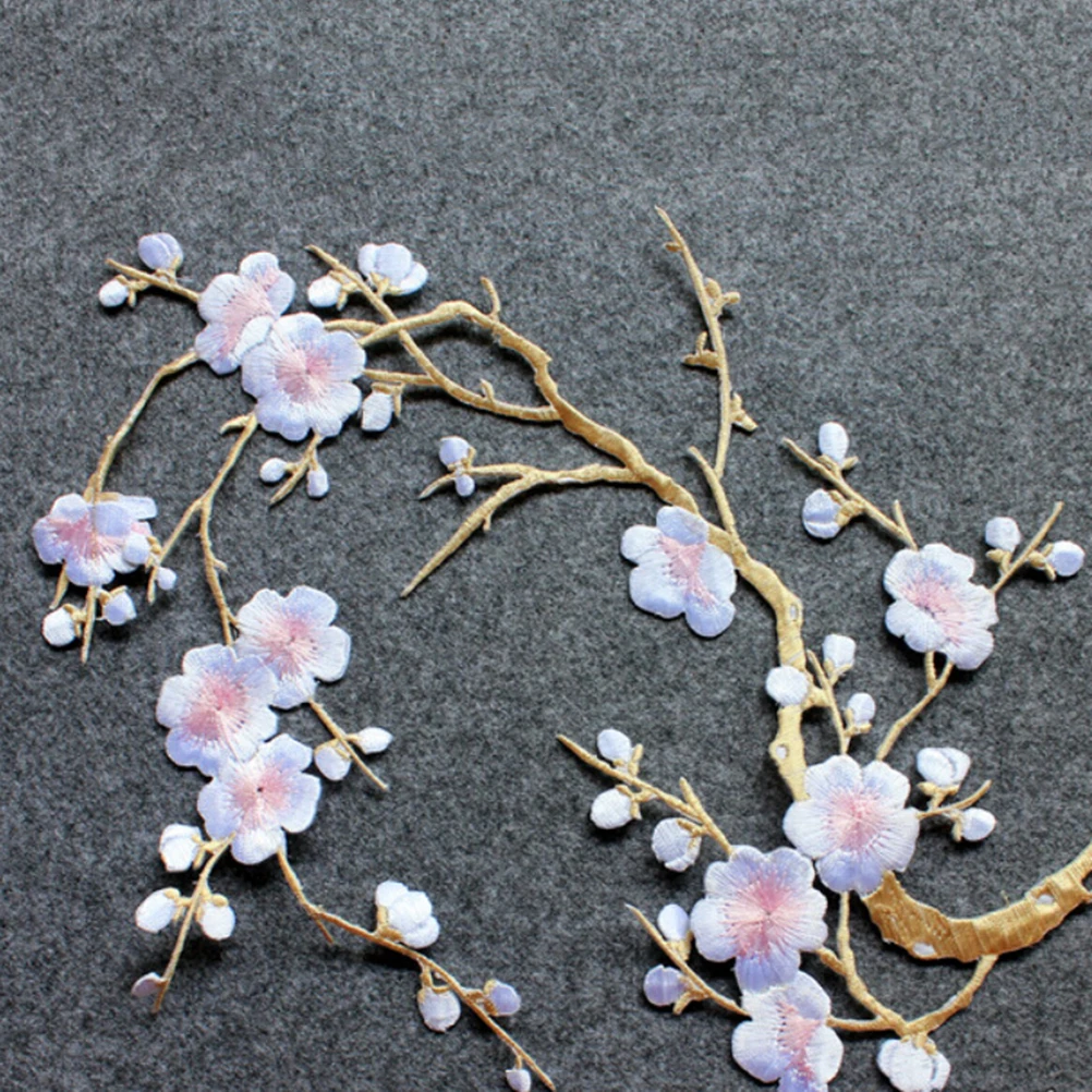 Plum Blossom Flower Applique Clothing Embroidery Patch Iron On Sew On Fabric Sticker Patch Craft Sewing Repair Embroidered