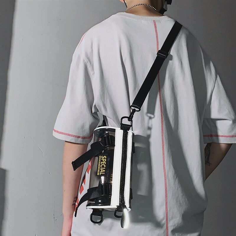 Japanese Student Small Shoulder Bag 's Messenger Bag Ins Tide Leisure Mobile Phone Bag Barrel Bag PCV Transparent Bag