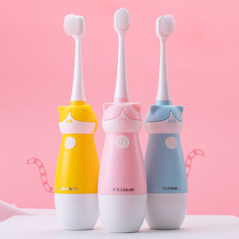Cepillo de dientes eléctrico para niños, cabeza pequeña, pelo suave para niñas, cepillos de dientes sónicos, Mango antideslizante resistente al agua