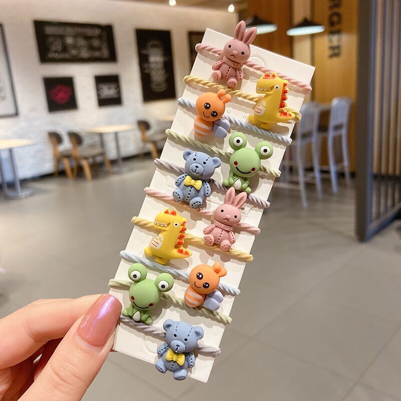 10 Pcs/Set Cute Floral Girls Rubber Bands Princess Kawaii Hair Ornament Headwear Elastic Hair Bands Headbands Hair Accessories: 5