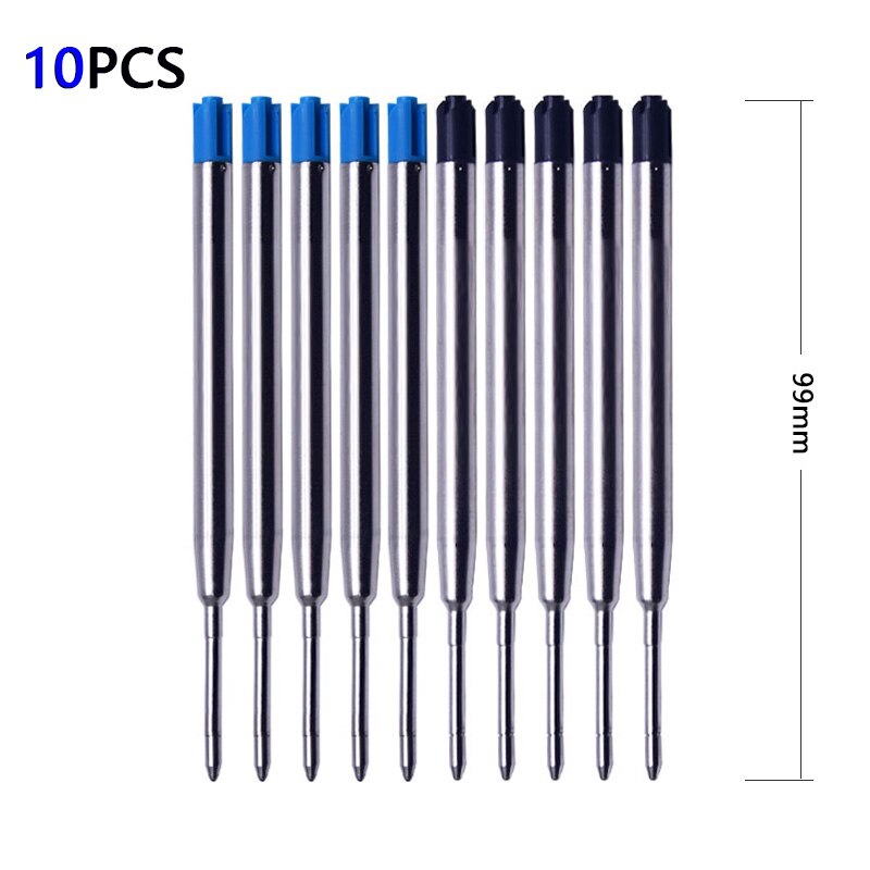 Recharges de stylos en métal remplaçables de 9.8cm, 10 pièces, 0.7mm, stylo à bille spécial de bureau, tiges de recharge pour écriture, papeterie de bureau: 5 Blue and 5 Black