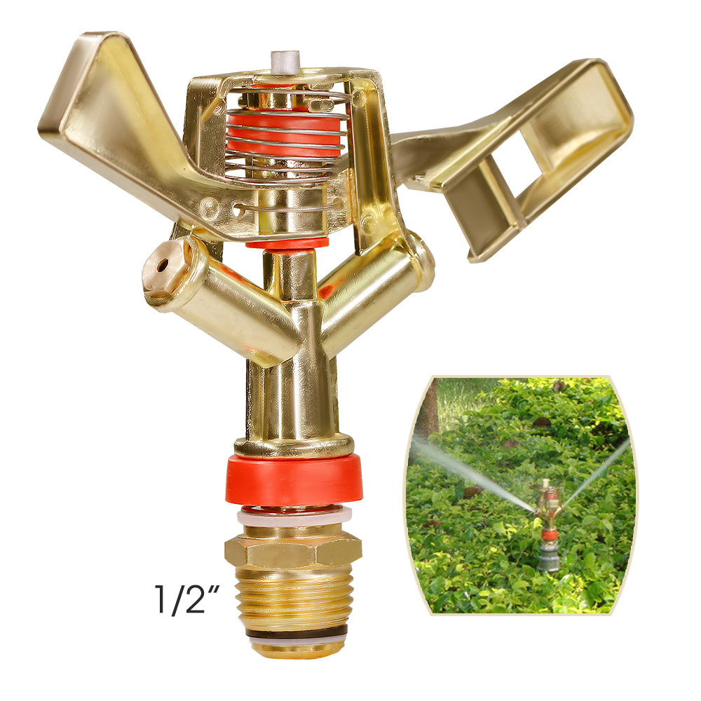 1/2 3/4'' Male Thread Metal Pulsating Sprinkler Zinc Alloy 360° Rocker Arm Water Spray Nozzle for Greenhouse Garden Irrigation: WHITE