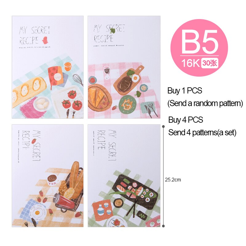 1pcs B5 Cute Stationery Cute Notebook Set Simple Small Fresh Girl Personality Diary Card School office Supplies: delicacies random