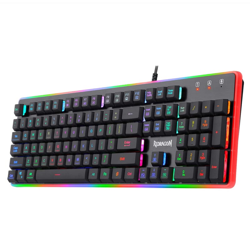 Redragon K509 RGB Gaming Keyboard RGB LED Backlit Illuminated 104 Key Silent Keyboard with Wrist Rest for Windows PC Games: Default Title