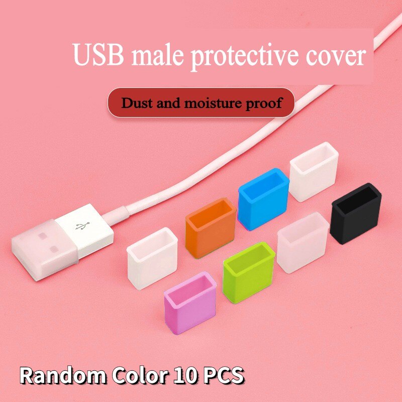 20Pcs Plastic USB Male Anti-dust Plug Stopper Cap Cover Protector For Charging Data Cord Extender Cable Plug USB Wrapper Cap: Random Color 10PCS