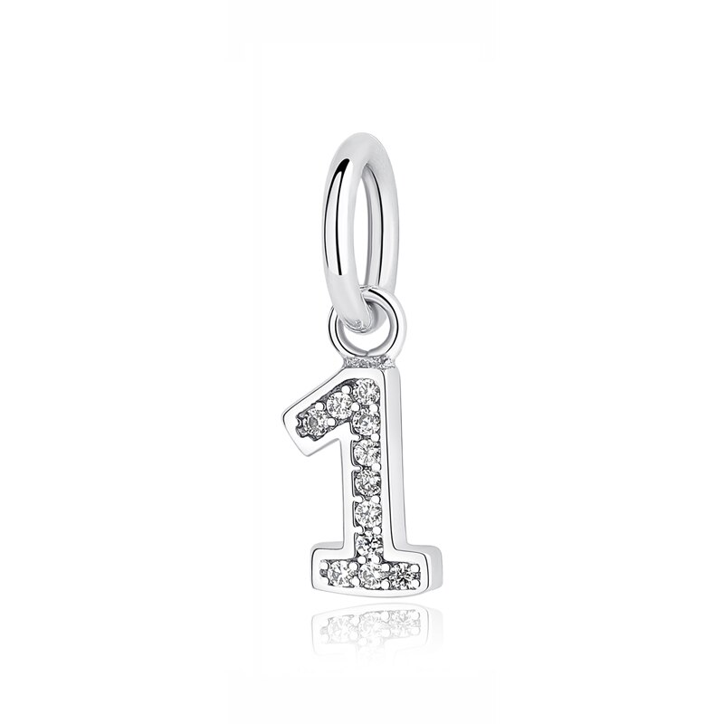 Original 100% 925 Sterling Silver Charm Bead Number One Nine Pendant Charms Fit Bracelets Necklaces Diy Women Jewelry: 1