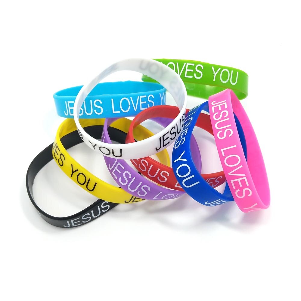 50 stück „Liebe Jesus“-armbänder aus umweltfreundlichem silikon, schmuck, farbmix (zufällige auswahl)