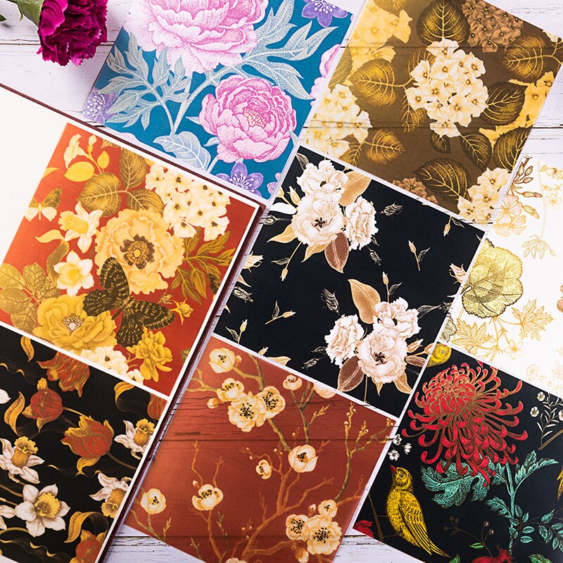 12 Stks/set Vintage Bloemen Velijn Papier Patroon Pack Voor Scrapbooking Gelukkig Planner Kaart Maken Junk Journal Project: G