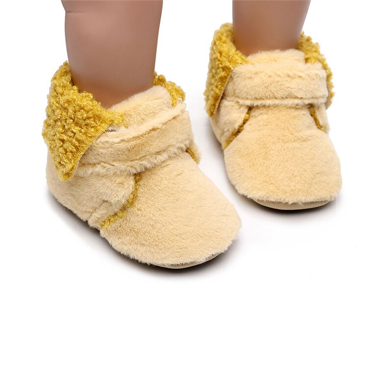 Baby kinderen winter bont wieg schoenen zachte zool pluche gevoerde pantoffels peuter eerste loopschoenen antislip bodems warme schoenen