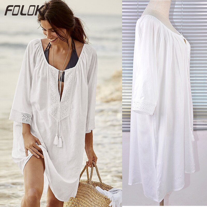 Bikini Cover Up Lace Hollow Haak Kwastje Badpak Strand Jurk Vrouwen Zomer Dames Cover-Ups Badpak Strand slijtage Tuniek