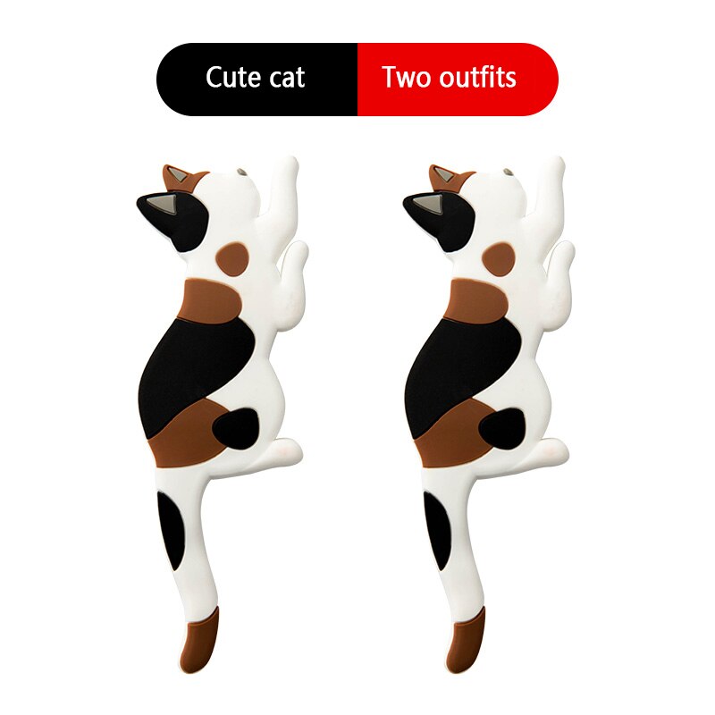 2 stuks haaksleutel wandhaak butler decoratie op keukenmuur sleutelhanger muur naadloze spijkervrije geperforeerde hanger keuken sticker haak: Schattige kat