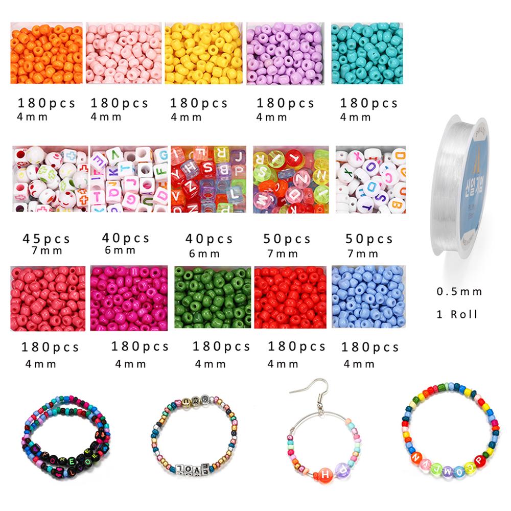 2020Pcs Mix Kleur Brief Kralen Sieraden Maken Benodigdheden Kit Kralen Draad Voor Armband Diy Oorbellen Maken Kit Sieraden Vinden