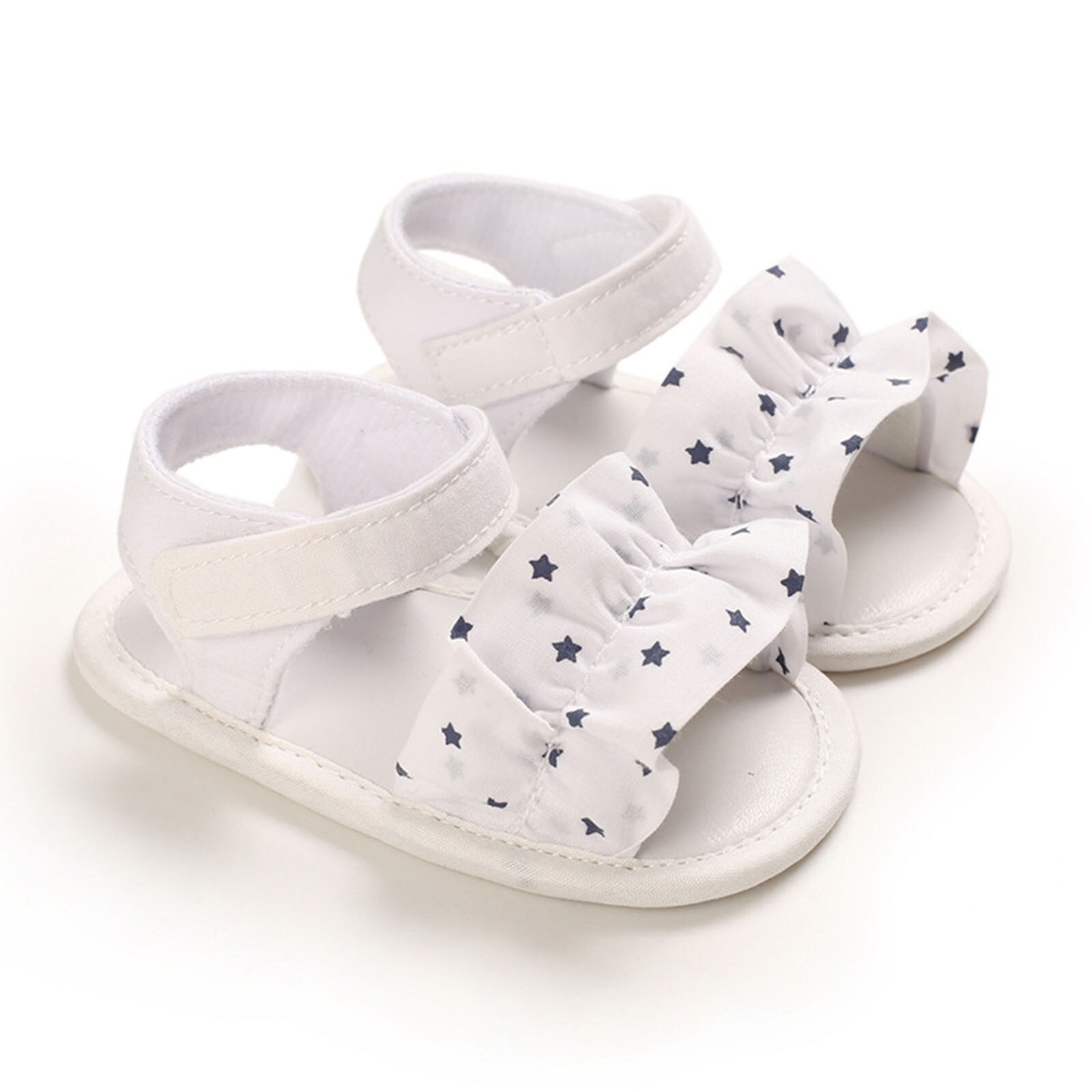 Sandales d'été en caoutchouc pour filles, chaussures de plage pour enfants, motif étoile, souples, antidérapantes, premiers pas, princesse,: WHITE / 12-18 Months