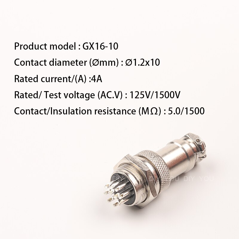 1Set GX16 Moer Type Mannelijke &amp; Vrouwelijke Elektrische Connector 2/3/4/5/6/7/8/9/10 Pin 16Mm Luchtvaart Socket Plug Draad Panel Connectors: GX16-10 Nut type