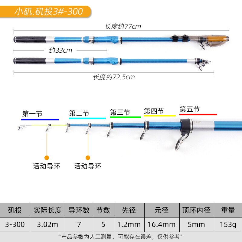 Carbon ISO Rod Boat ISO Rod 3# 2.70M/3.0M/3.6M/3.9M Carbon Solid Tip Rock Telescopic Rod: ISO 3-3.0M