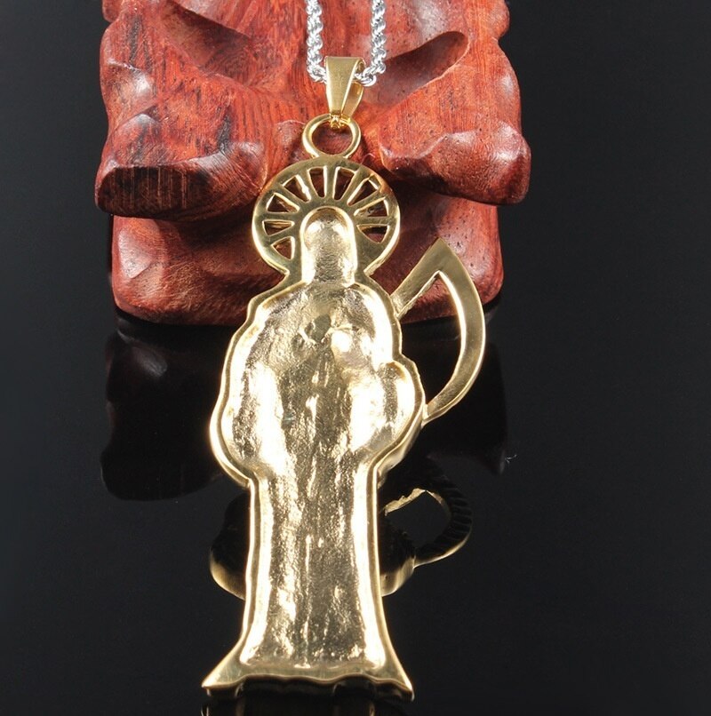 Gothic personality death skull sickle pendant men domineering rock rapper necklace jewelry