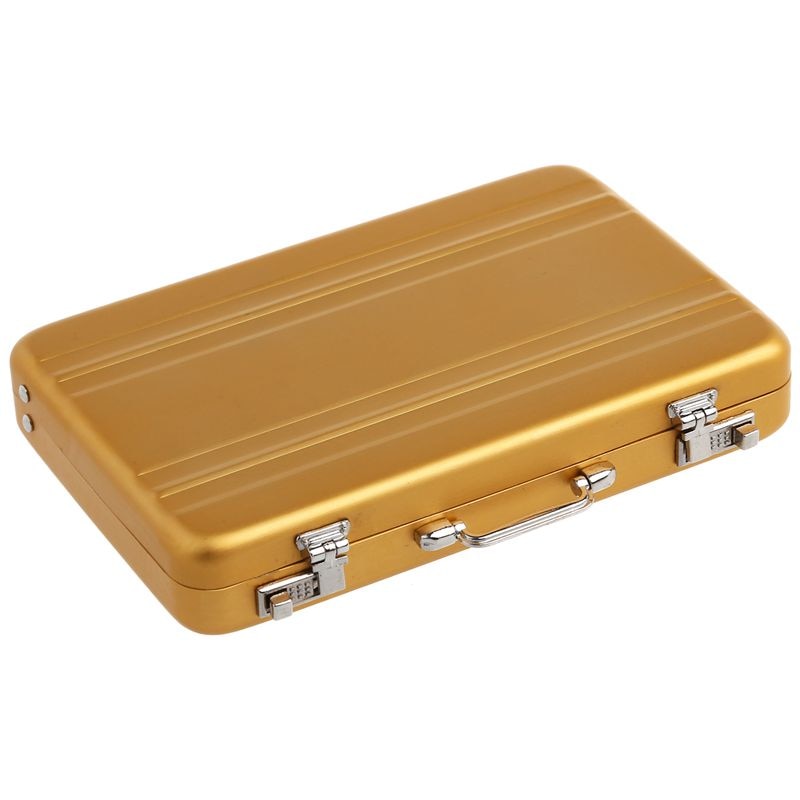 Aaaj-aluminium kodeordskasse kortholder mini kuffert kodeord kuffertguld: Guld