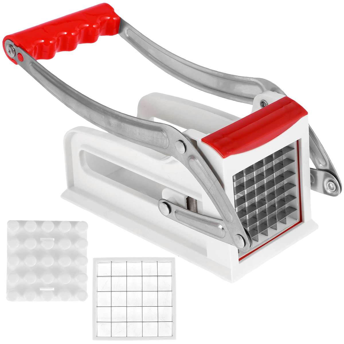Franse Fry Cutter Multifunctionele Groente Fruit Chipper Rvs Aardappel Chipper Met 25/49 Gaten Messen Keuken Gereedschap: Rood