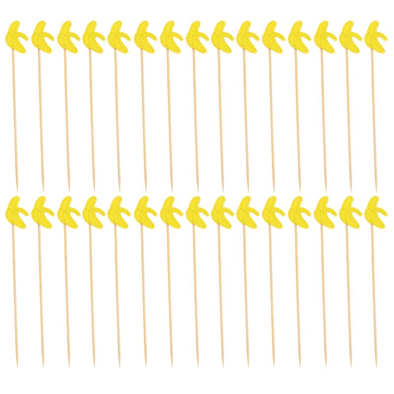 Palillos de madera desechables para comida, palillos de 12cm para cóctel, aperitivo y bebida, palitos de madera para mesa de , 100 Uds.: Banana