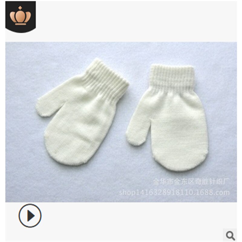 Søde børn baby dreng pige elastisk strikket varmere solide handsker vinter lille barn blød vant: Hvid