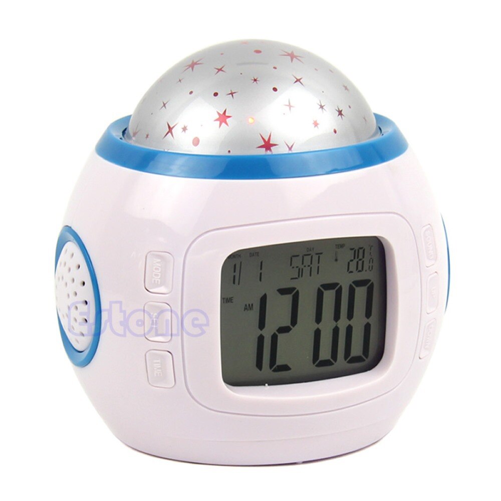 Sky Star Children Baby Room Night Light Projector Lamp Bedroom Music Alarm Clock Color Change Multi-function Glowing Alarm Clock
