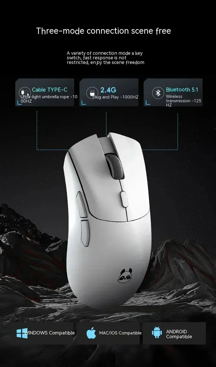 Metapanda P1 PRO MAX Wireless Gaming Mouse PAW3395 Sensor 26000 DPI 2.4G Wireless Bluetooth Wired 3-Mode Mouse E-sports