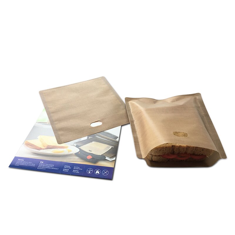 Bluedrop Non stick toaster bags PTFE sandwich bags gluten free grill cheese bags microwave heating snack pockets 17x19 cm 3 pack