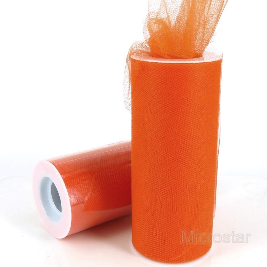 Fengrise 15cm 25 verftet organza stoff rull diy kunstige blomster bryllup bil bursdag dekorasjon tyll ruller pom poms fest: Oransje