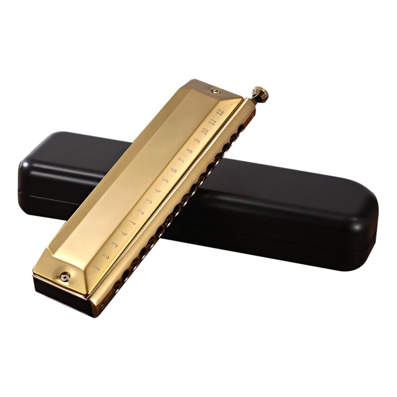 F1FD 16 Holes 48 Tones Chromatic Harmonica, Mouth Organ and Harmonica with Case for Adults, Player &amp;