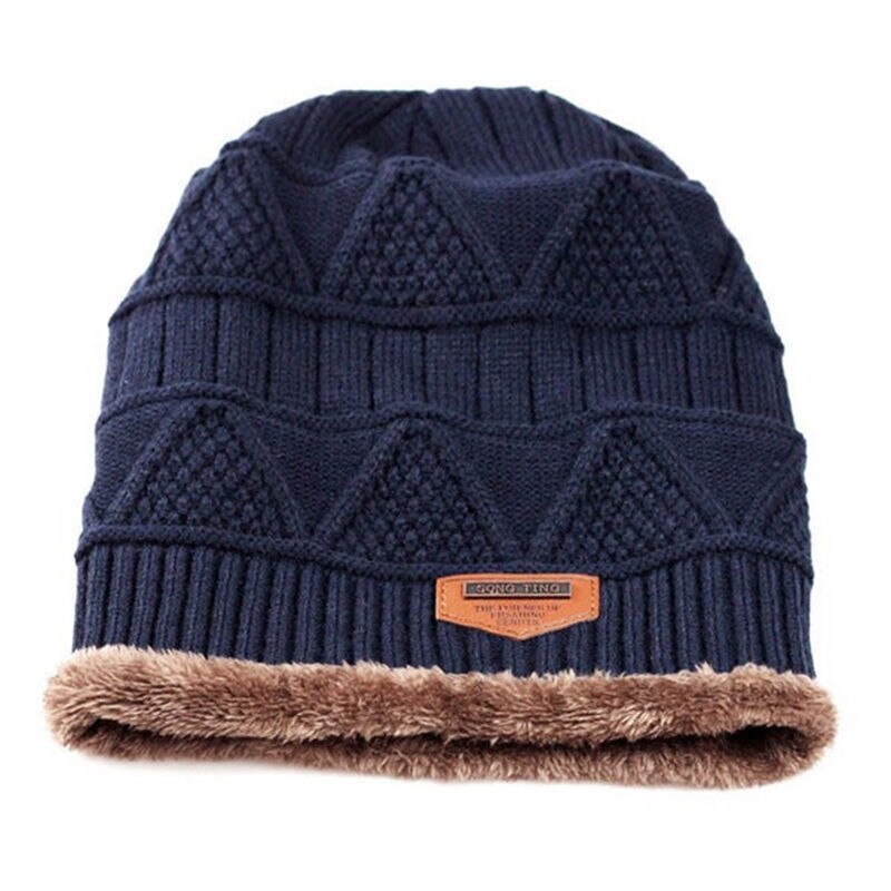 Stijl Mode Mannen Patchwork Winter Warm Haak Knit Baggy Beanie Wol Schedel Hoed Ski Cap Sjaal Set