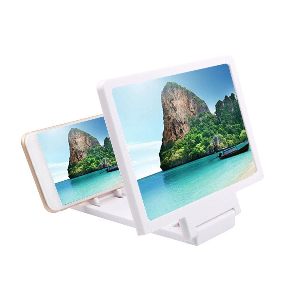 3D Video Screen Display Versterker Expander Universele Mobiele Telefoon Screen Magnifier Beugel Vergroten Stand Voor Telefoon 2-3 Keer: WHITE