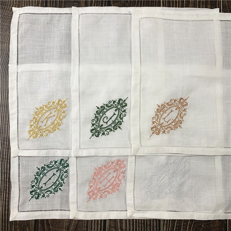 12 Pcs Monogram Zakdoeken Wit Pure Ramee Stof Zakdoeken Hemstitched Grens/Plain Klassieke 13X13-Inch