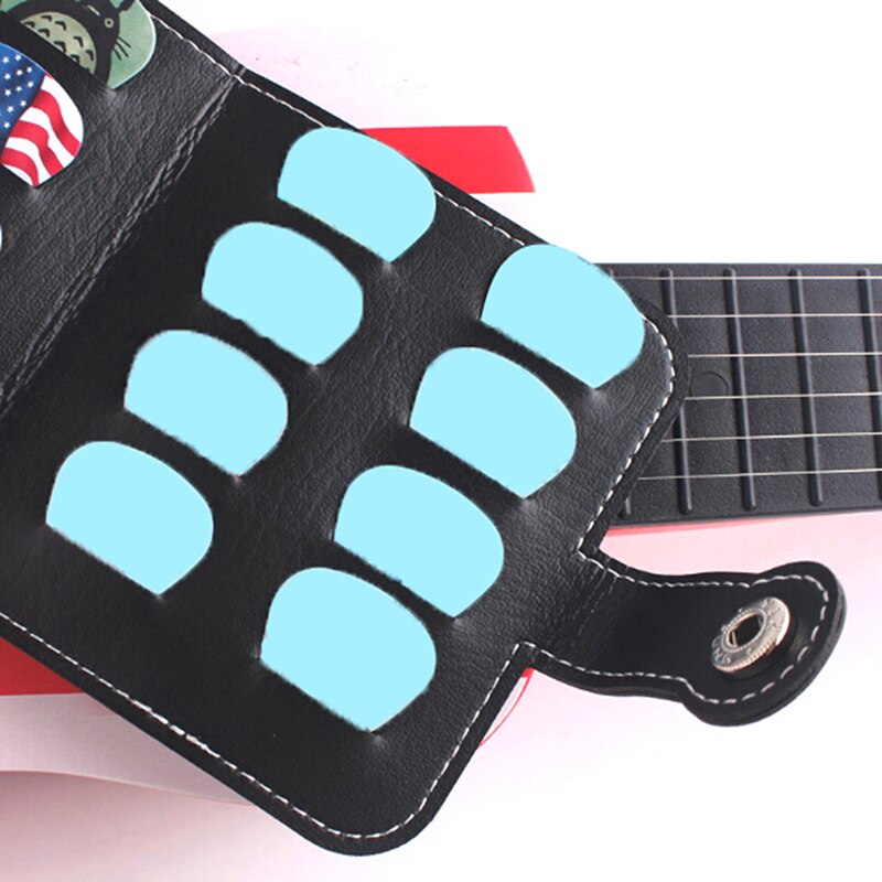 Wallet Acoustic Electric Plectrum Mix Black Square Leather Guitar Pick Holder Bag