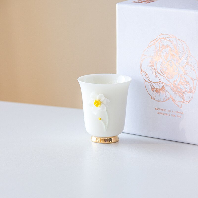 High-end Handmade Pinch Flowers Ceramics Personal Master Cup Household Puer Kung Fu Teaset Tea Ceremony Drinkware Packaging: 01