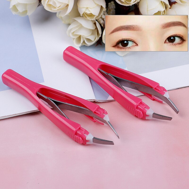 Pinzas profesionales de acero inoxidable, útiles, retráctiles, 1 Uds., para depilación de cejas, herramienta de maquillaje