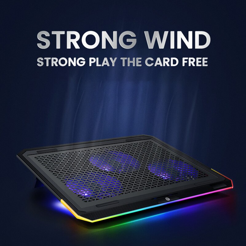 Llano innen 17 tommer spilling laptop kjøler 3 fans laptop kjølepute full omgi rgb telt notisbok radiator stativ