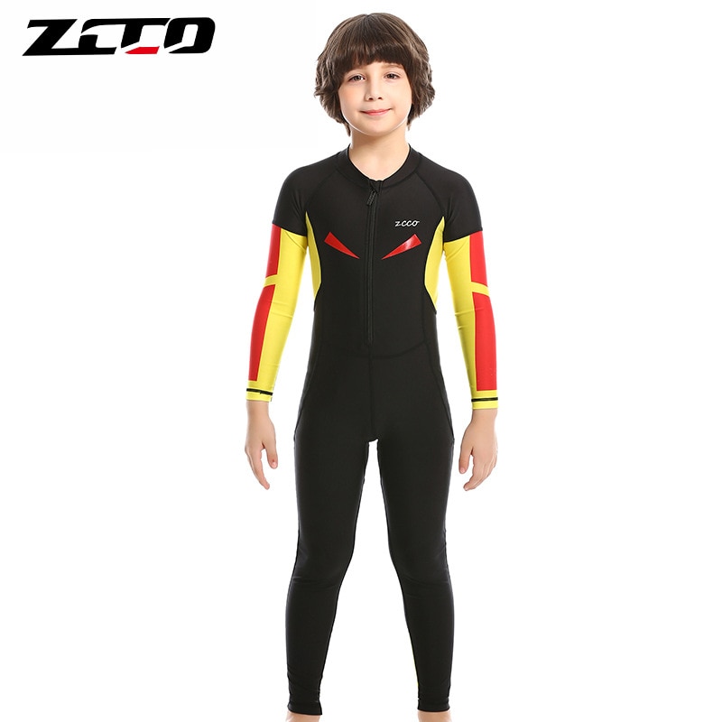 Children Nylon Lycra WetSuit Beach Rash Guards Boy Kids Swim Diving Suits Uv Protection Full Body Long Sleeve One Piece Swimsuit