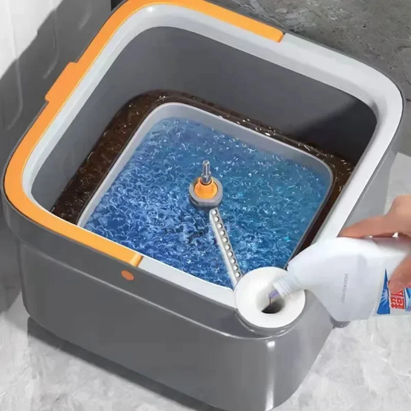 Handfreier faul quetschen Dreh Mopp mit Eimer, automatischer Bodenwischer, Nano-Mikrofasertuch, selbstreinigender quadratischer Mopp