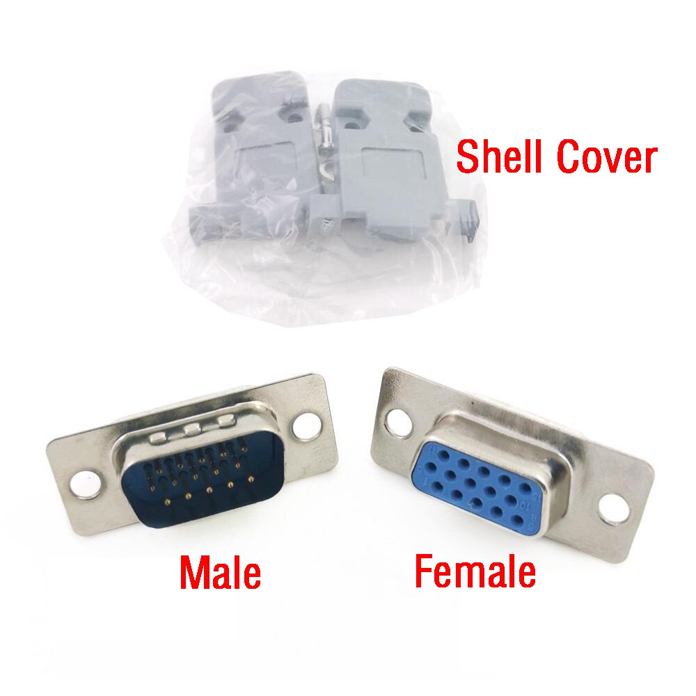 10 Uds RS232 DB15 3 filas Serial VGA 15 pines hembra 3 filas tipo soldadura enchufe D-SUB conector macho