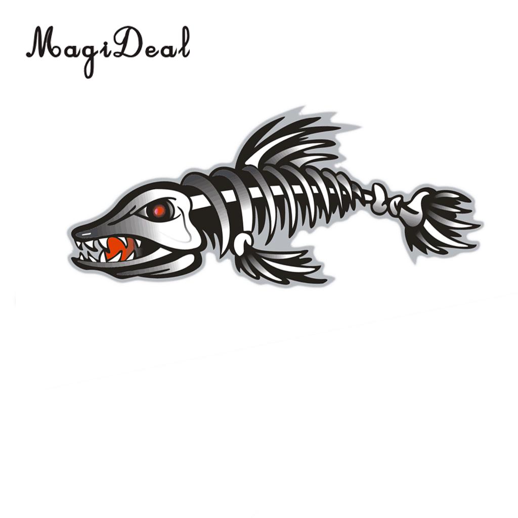 MagiDeal 2Pcs Large Skeleton Fish Bones Canoe Kayak Decals Fishing Boat Dinghy Window Car Wall DIY Graphics Accessories
