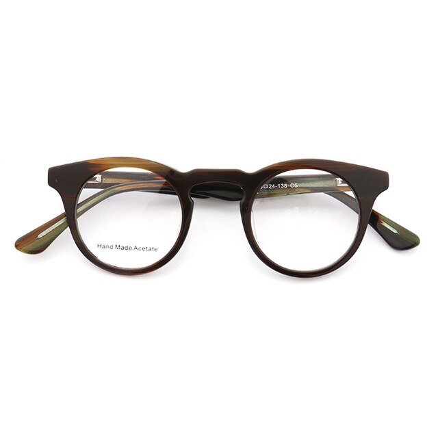 Women Round Stylish Retro glasses frames men eyeglass frame Tortoise Eyeglasses frames Striped light Acetate eyewear: YJG15