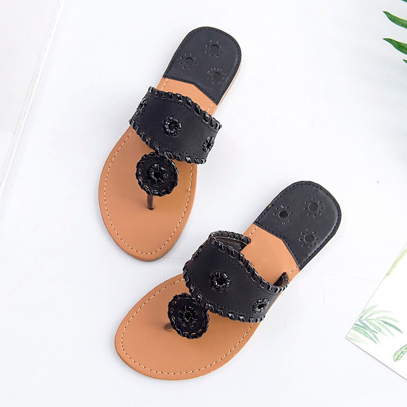 Shoes Women Sandals Flip Flops Summer Style Hair ball Chains Flats Solid Slippers Sandal Flat: Black / 38