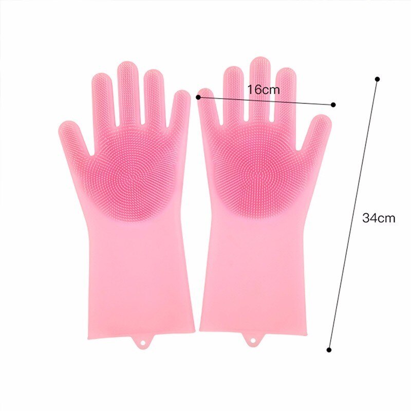 VOZRO, Guantes de goma mágicos de silicona para lavar platos, Guantes de látex para jardín, accesorios de cocina, cepillo para limpieza en el hogar