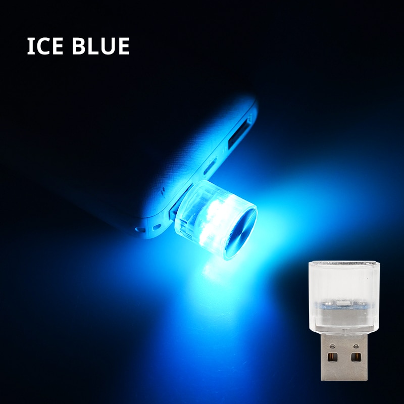 Auto Mini USB LED Umgebungs licht dekorative Atmosphäbetreffend Lampen für Innen umgebung Auto PC Computer tragbares Licht Stecker-abspielen: Kristallblau
