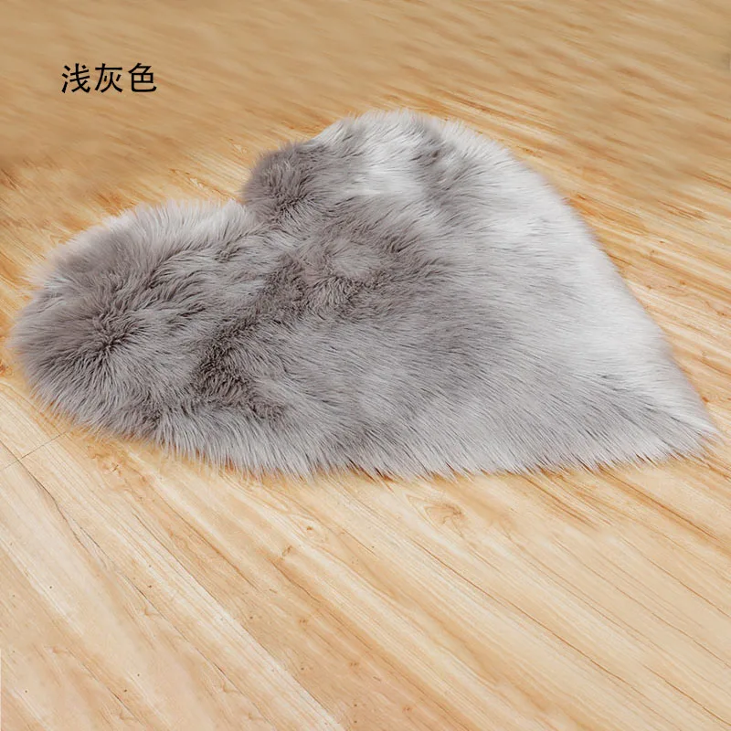 Alfombra peluda larga, alfombra peluda azul, blanca y rosa, alfombras de piel con forma de corazón, lana suave Artificial, piel de oveja, alfombra para puerta de dormitorio y habitación de bebé: Transparente