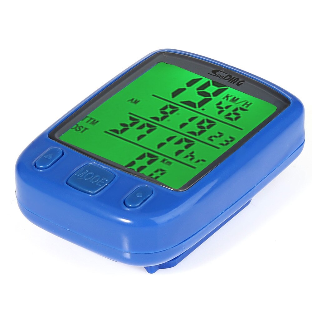 SunDing SD-563B Fahrrad Tacho Computer Wasserdicht Radfahren Reiten Kilometerzähler mit Grün LCD Hintergrundbeleuchtung Fahrrad Zubehör
