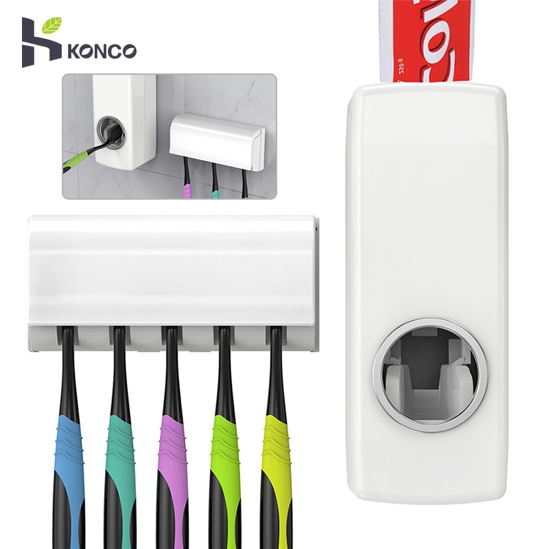 KONCO Automatische Tandpasta Squeezer Dispenser met Tandenborstel Houder Badkamer Accessoires Set Tandenborstel Opbergrek