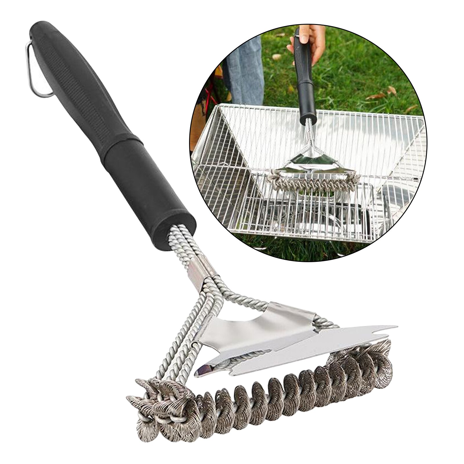 Metal Grill Brush Bristle for Barbecue BBQ Cleaning Brushes Cleaner Scraper with Easily Cleans Metal Grills Porcelain Grates